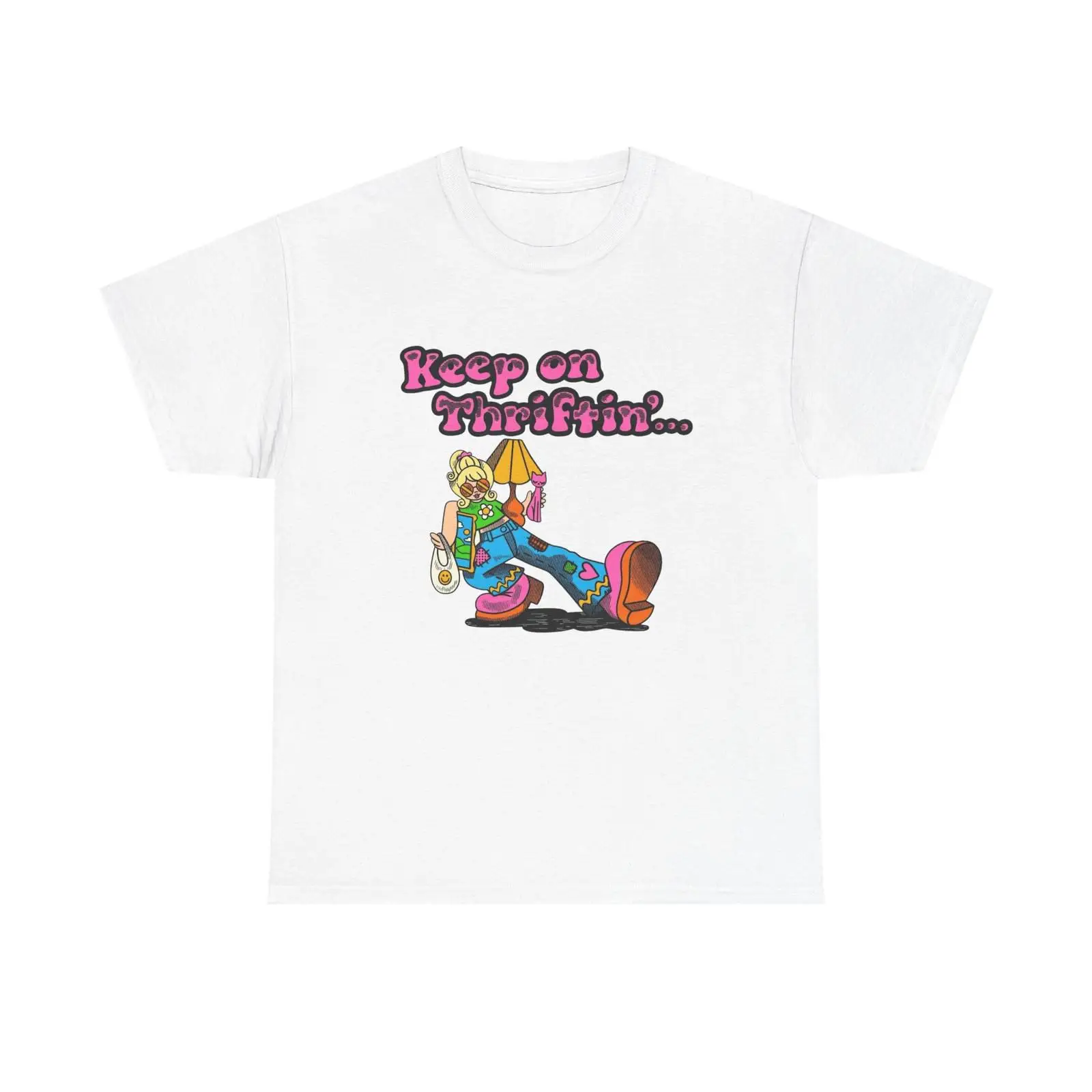 Thrift Vintage Fashion Usa - Camiseta Engraçada 'Keep On Thrifting' NOVA,