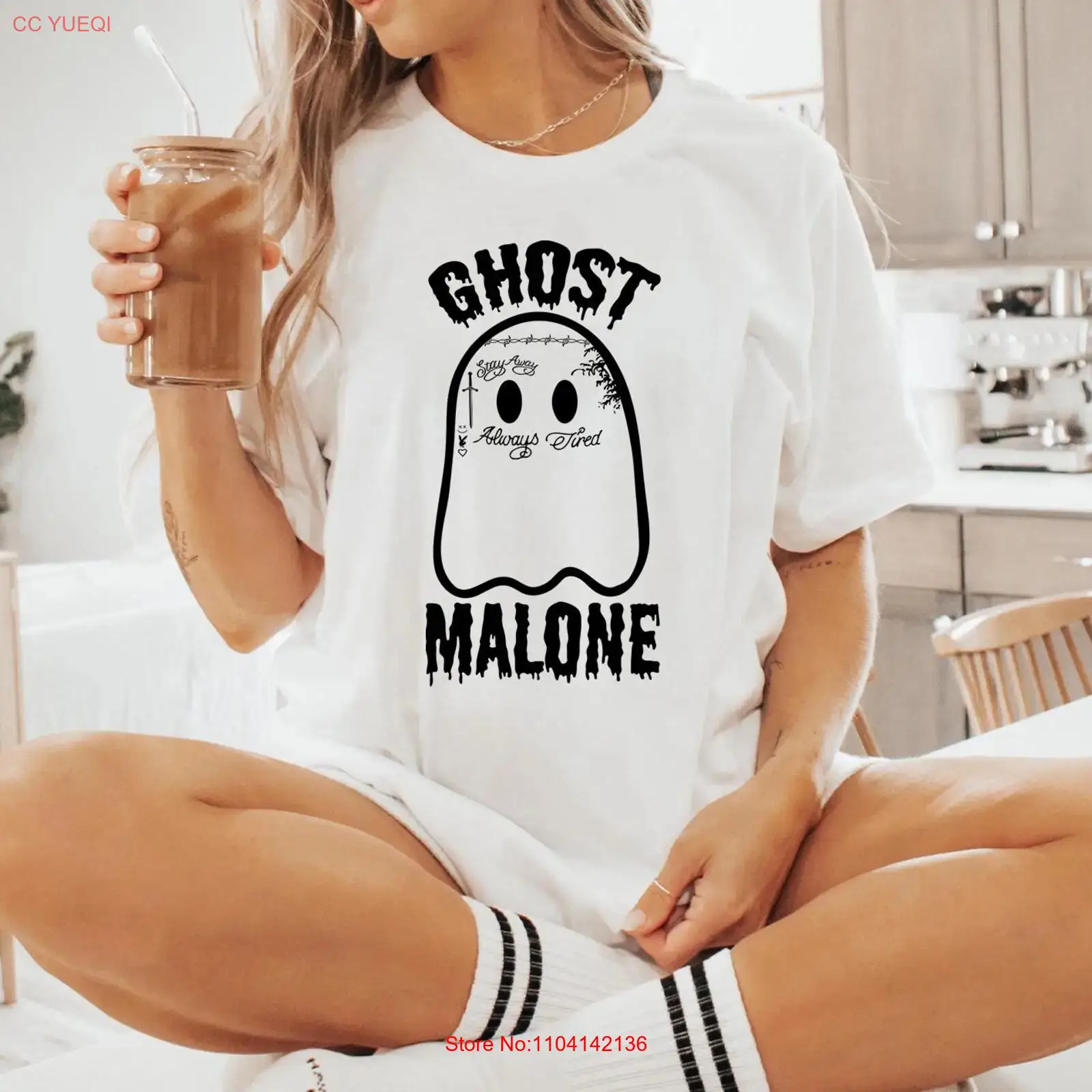 Vintage Vibes Fashion - Camiseta Ghost Malone engraçada para o