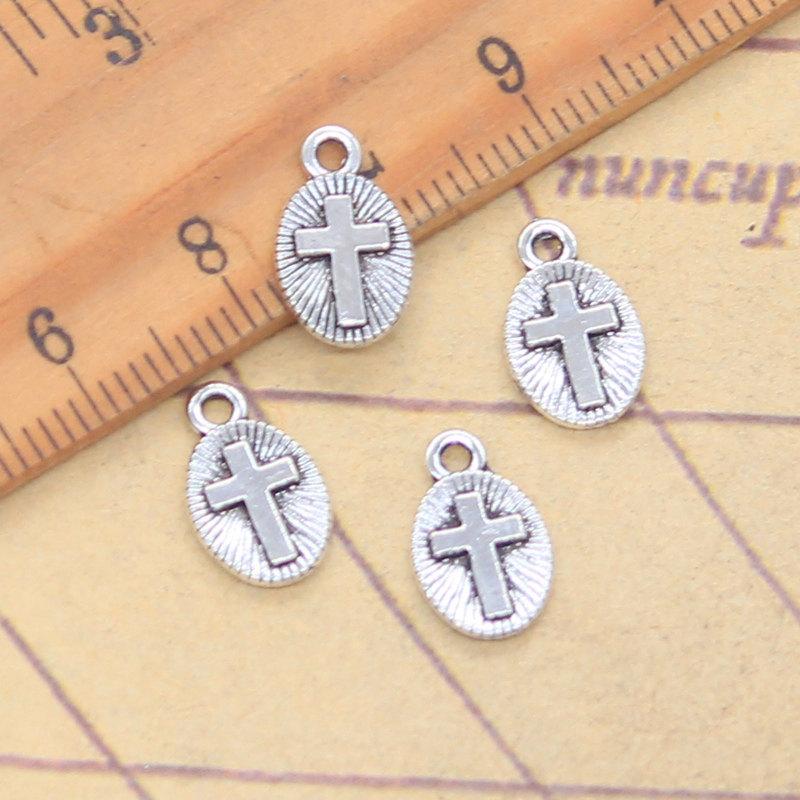 Vintage Fashion Finds - 30 peças amuletos cruz 13x8mm pingentes