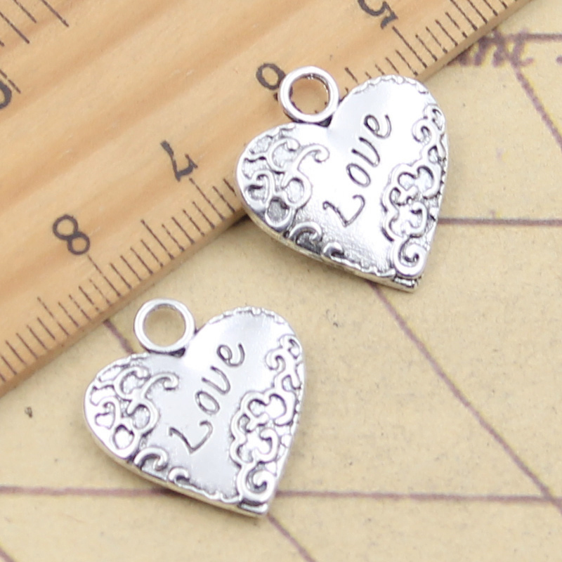 Vintage Fashion Finds - 10 pçs encantos coração amor 19x18mm