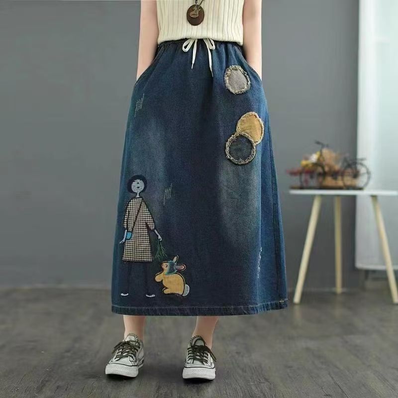 Denim Skirt Midi Vintage - Roupas Femininas Plus Size, Saia Jeans