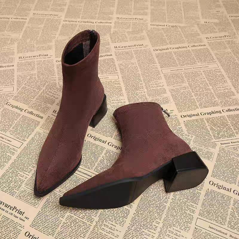 Novas Botas de Salto Baixo Fem - Vintage Fashion Ladies avaliação e preço