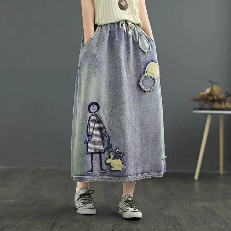Roupas Femininas Plus Size, Sa - Denim Skirt Midi Vintage avaliação e preço
