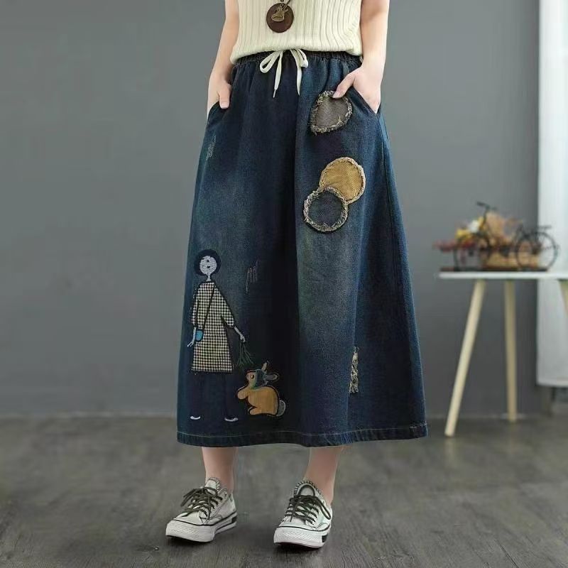Roupas Femininas Plus Size, Sa - Denim Skirt Midi Vintage avaliação e preço