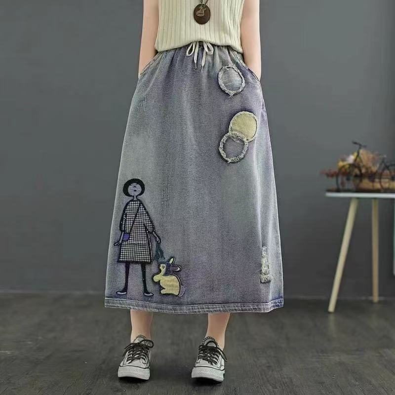 Roupas Femininas Plus Size, Sa - Denim Skirt Midi Vintage avaliação e preço