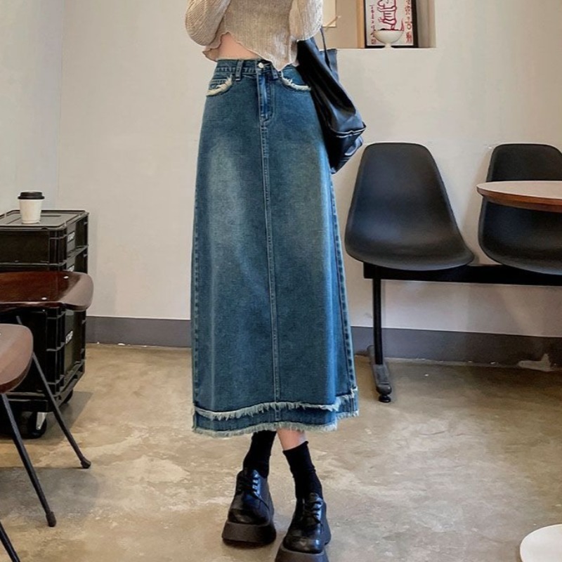 Saias Femininas Midi Moda Cint - Denim Skirt Midi Vintage avaliação e preço